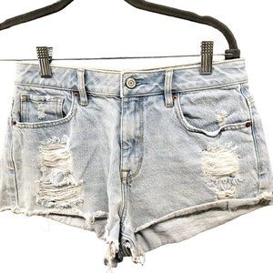 Pacsun‎ High Rise Festival Jean Shorts Womens Size 26 Distressed Light Wash Blue